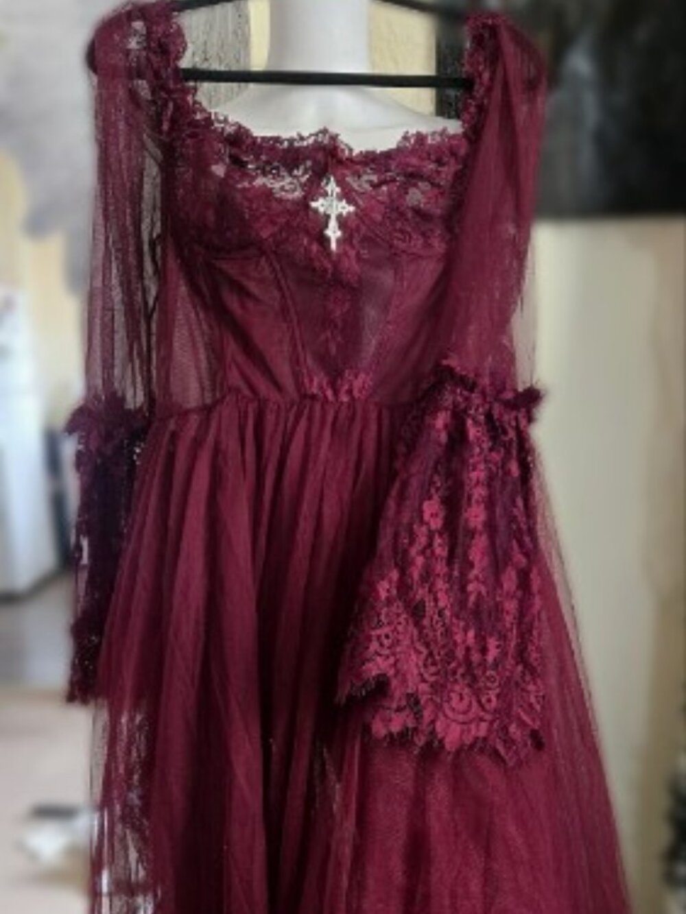 Dollskill Widow Dance With Death Sheer Lacy Maxi Dress XXL